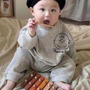 婴儿秋装套装外穿分体男宝6个月男宝宝帅气婴儿，男童卫衣女两件套