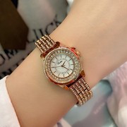 时尚气质满钻表带，镶钻个性手表女士圆形石英，玫瑰金色普通国产腕表