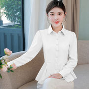 白衬衫女长袖雪纺衫2024女装，韩版修身显瘦百搭洋气大码女衬衣