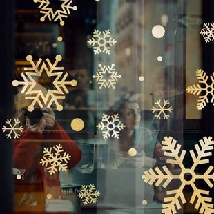 圣诞节雪花装饰品橱窗玻璃贴纸个性店铺场景布置窗花贴画气氛装扮