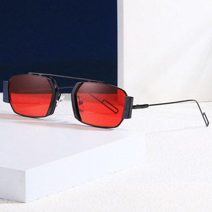 欧美蒸汽朋克未来风亚马逊男女机能多边形，太阳镜眼镜墨镜