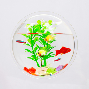 亚克力壁挂饰鱼缸花瓶墙面造景悬挂式超白小型桌面鱼缸微景水族箱