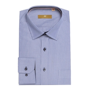 开开男士四季纯棉成衣免烫，长袖深蓝条商务衬衫，条纹全棉衬衣78