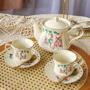 轻奢咖啡杯碟宫廷风下午茶具欧式水壶杯碟套装陶瓷镂空花茶杯子