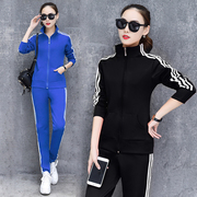 韩版简约三条杠运动套装女春秋季潮时尚休闲跑步长袖服修身两件套