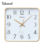 TELESONIC/天王星方形大钟表静音石英钟简约时尚家用客厅餐厅挂钟