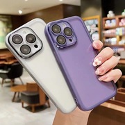 高级感暗紫色适用苹果14Promax手机壳iPhone1312自带镜头膜11透明max个性14Pro简约女ip14情侣保护套十四