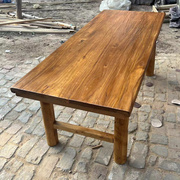 老榆木桌子实木板复古茶桌，茶台长条餐桌家用原木，桌面吧台长桌书桌