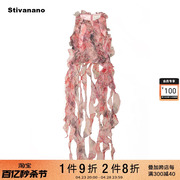 stivanano欧根纱流苏，挂脖无袖短上衣时尚设计感