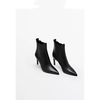 md女鞋2024欧美冬季黑色，尖头高跟细跟真皮，短靴踝靴女低帮短靴