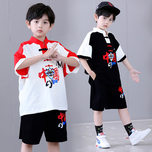 儿童汉服夏装新中式国风唐装男童中国风演出服童装三月三民族服装
