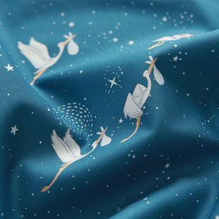 韩国进口纯棉可爱卡通布料服装床单枕套手工布送子鸟鹳鸟小飞象