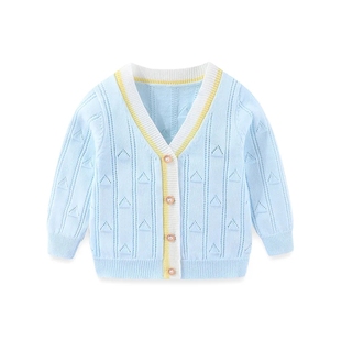 男童针织开衫夏季男宝宝薄款空调衫儿童洋气毛衣上衣婴儿外套