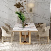 意式大理石餐桌椅组合长方形简约后现代港式轻奢客D厅北欧桌子家