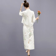 新中式印花汉服套装女2024年夏季小个子法式气质欧根纱两件套