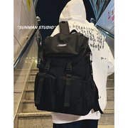 韩国双肩包男大学生工装，风大容量旅行包时尚，个性高中书包男生背包