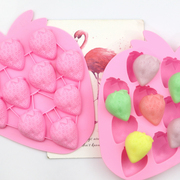 秒发 10连逼真草莓造型3D硅胶冰格模 diy自制巧克力 重复使用
