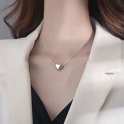 韩版s925银甜美爱心项链女复古时尚优雅气质，桃心锁骨链创意饰品潮