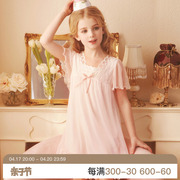 rosetree女童睡裙夏季薄款短袖，儿童公主风冰丝，可爱小女孩宝宝睡衣