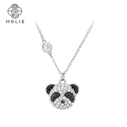 molie莫莉原创设计锁骨链熊猫可爱中国风吊坠s925银项链女礼物