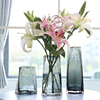 北欧玻璃花瓶透明创意描金客厅，百合玫瑰鲜花插花餐桌办公室摆件