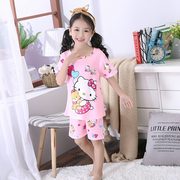 hello kitty 3女宝4小女孩儿童5夏季薄款6岁女童睡衣短袖两件套装