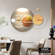 餐厅装饰画钟表挂钟客厅家用现代简约创意时尚，静音时钟挂画壁画