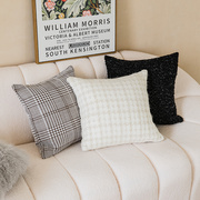 北欧客厅沙发抱枕现代简约轻奢民宿酒店床头靠垫靠背纯色格子靠枕