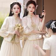 中式伴娘服2023中国风旗袍，婚礼姐妹裙，伴娘团显瘦秀禾晚礼服女