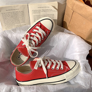 1970s蓝底版大红色，帆布鞋女春季2023学生，复古百搭本命年鞋子