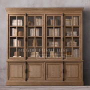 美式实木书柜餐边柜组合柜定制柜子书橱书架收纳柜橡木欧式复古