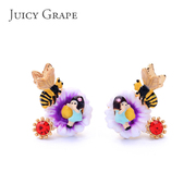 Juicy Grape可爱花仙子莫风雏菊耳饰女仙气森系超仙蜜蜂耳钉耳环