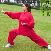 传统太极服装女春秋男麻纱中国风太极拳练功服团体专业武术服白色
