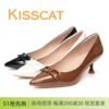KISSCAT接吻猫2024春款细跟高跟鞋尖头浅口女鞋单鞋气质通勤漆皮