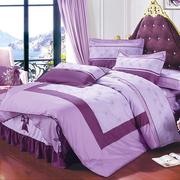 2023纯棉床裙四件套100全棉1.8米1.5米被套床罩五六件套紫色床上