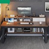 办公电脑桌台式家用写字桌子，简易工作台书桌书架一体办公桌椅组合