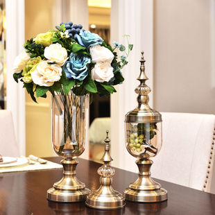 欧式美式玻璃创意，现代家居装饰品摆件客厅样板房，电视柜装饰花瓶