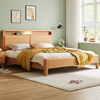 全实木床双人床1.5米现代简约家用卧室，橡胶木储物床1.8单人床床架