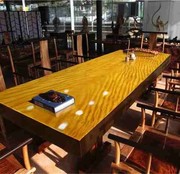 餐桌绿心檀实木大板非洲奥坎原木书桌黄花梨茶桌茶台红木办公