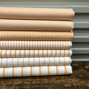 仿麻纯棉全棉条纹 橙色白色条纹 1毫米牙签条纹衬衫服装面料布料