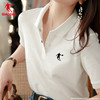中国乔丹短袖t恤女夏季翻领白色半袖t休闲体恤运动polo衫工作服