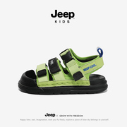 jeep儿童包头凉鞋夏季2024魔术贴露趾鞋子女童软底男童沙滩鞋