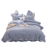 1.8m欧式纯色床裙四件套纯棉全棉，被套床单床罩简约公主风床上用品