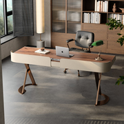 新中式实木书桌高档胡桃木饰面，家用书房客厅电脑桌现代极简办公桌