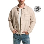 framedenimframe温暖纹理羊毛羊绒，混纺牛仔外套式衬衫-米色