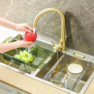 塑料厨房水槽置物架洗碗池，洗菜盆伸缩沥水篮蔬菜，洗水果沥水架