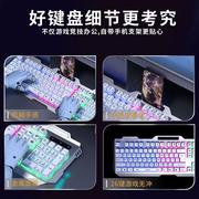 有线键盘鼠标套装机械手感发光电脑台式USB有字符灯光背光悬浮键
