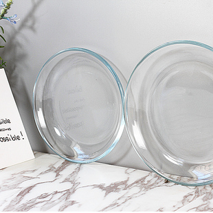 北欧透明低硼硅钢化玻璃盘水果盘减脂餐轻食家用圆菜盘子厨房