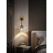 卧室壁灯全铜床头灯设计师，现代简约轻奢客厅，背景墙个性水晶吊线灯