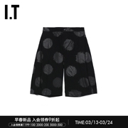 ity's女装阔腿牛仔，短裤活力时尚波点满印百慕大短裤46035xk